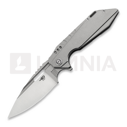 Nóż składany Bestech Shodan - Stonewash + Satin - Titanium, szara