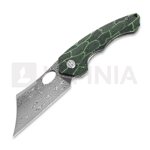 Bestech Skirmish - Damascus - G10, 검정, 초록