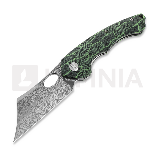 Bestech Skirmish - Damascus - G10, melns, zaļš