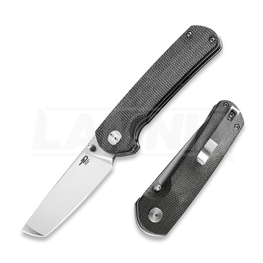Bestech Sledgehammer - Satin + Stonewash - Micarta folding knife, black