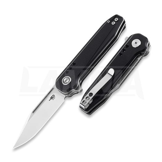 Skladací nôž Bestech Syntax - Satin + Stonewash - G10, čierna