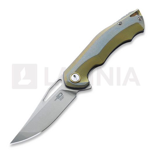 Bestech Tercel - Stonewash - Titanium kääntöveitsi, retro gold