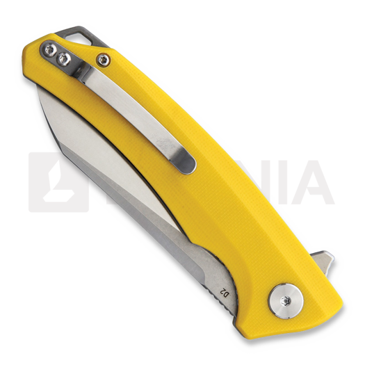 Bestech Texel - Stonewash + Satin - G10 kääntöveitsi, keltainen