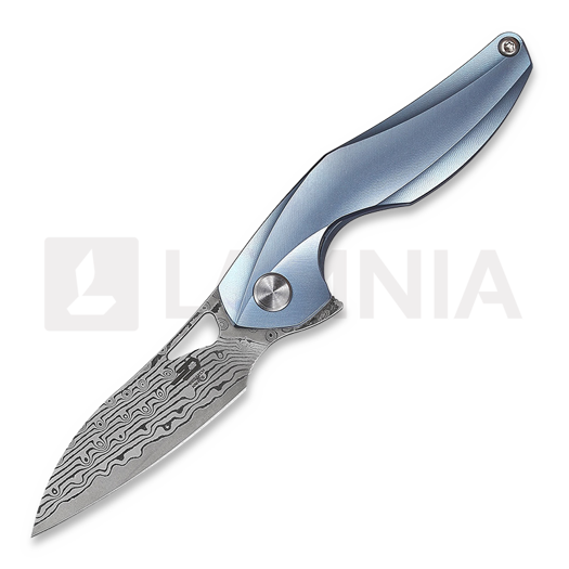 Bestech The Reticulan - Damascus - Titanium foldekniv, blå
