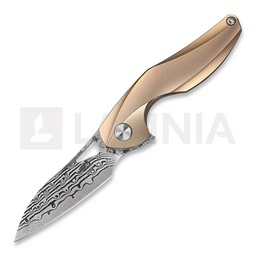Couteau pliant Bestech The Reticulan - Damascus - Titanium, gold