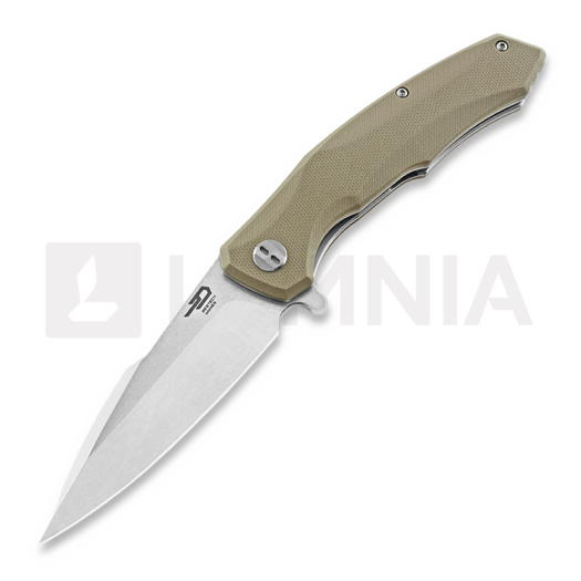 Bestech Warwolf - Stonewash + Satin - G10 접이식 나이프, beige