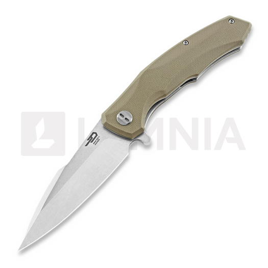 Bestech Warwolf - Stonewash + Satin - G10 접이식 나이프, beige