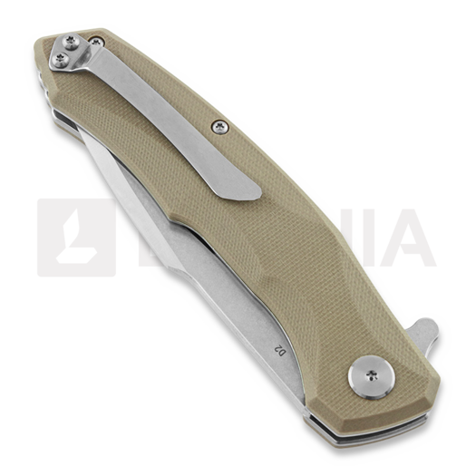 Bestech Warwolf - Stonewash + Satin - G10 sulankstomas peilis, beige