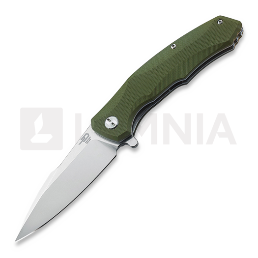 Bestech Warwolf - Stonewash + Satin - G10 összecsukható kés, zöld