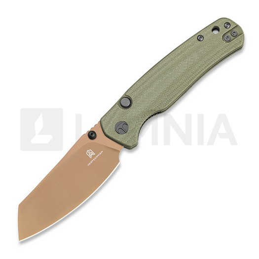 Navaja Bestechman Cicada's Wing - Gold PVD - G10, verde olivo