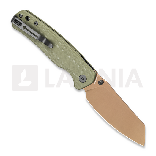 Navaja Bestechman Cicada's Wing - Gold PVD - G10, verde olivo
