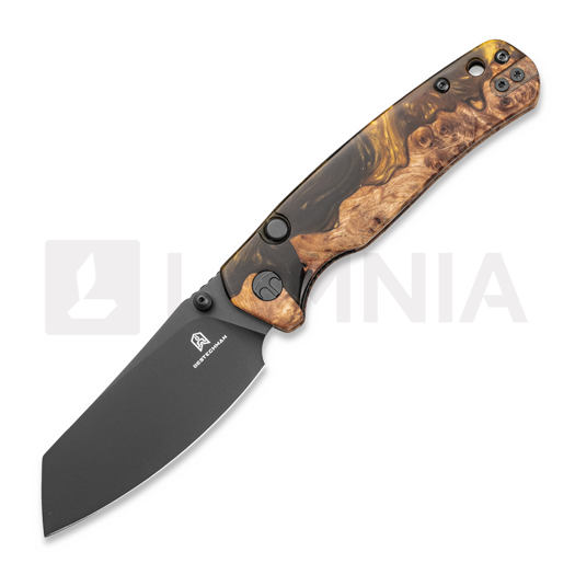 Bestechman Cicada TLL - PVD - Wood + Black & Gold Resin összecsukható kés