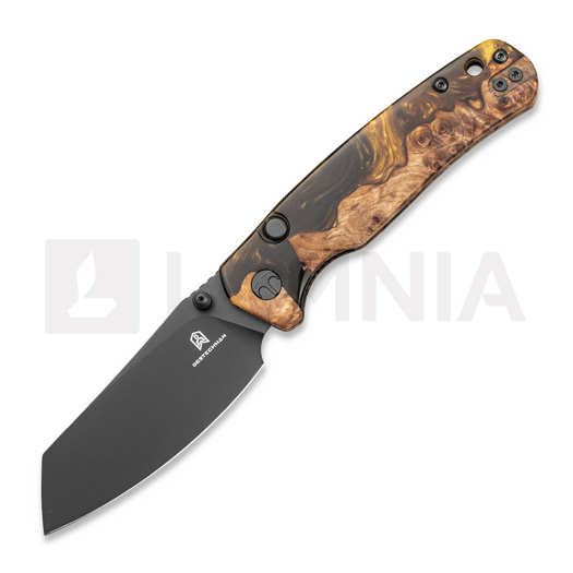 Coltello pieghevole Bestechman Cicada TLL - PVD - Wood + Black & Gold Resin