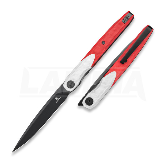 มีดพับ Bestechman Lanza - Blackwash - G10, ขาว, แดง
