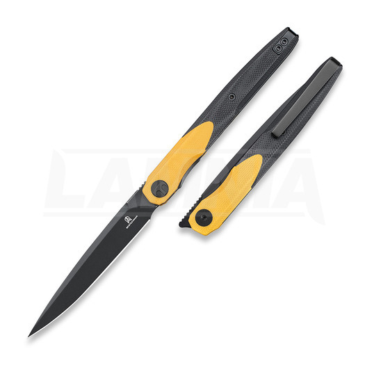 Bestechman Lanza - Blackwash - G10 foldekniv, gul, sort