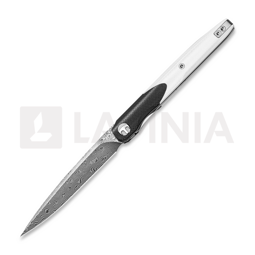 Bestechman Lanza - Damascus - G10 foldekniv, sort, hvid