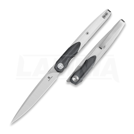 Bestechman Lanza - Satin + Stonewash - G10 kääntöveitsi, musta, valkoinen