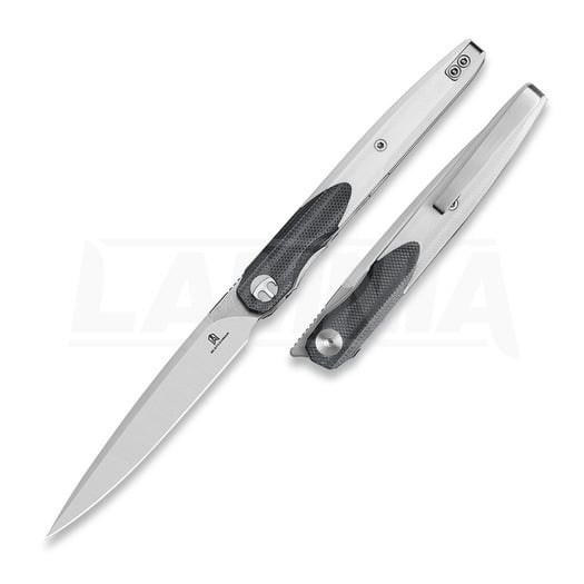 Bestechman Lanza - Satin + Stonewash - G10 foldekniv, sort, hvid