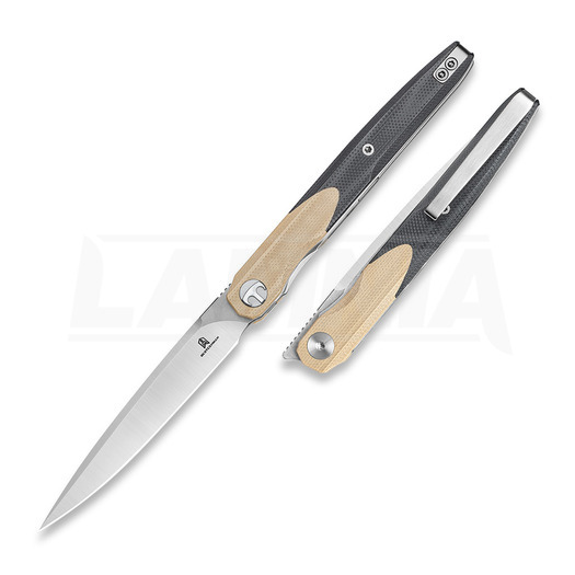 Bestechman Lanza - Satin + Stonewash - G10 kääntöveitsi, khaki, musta