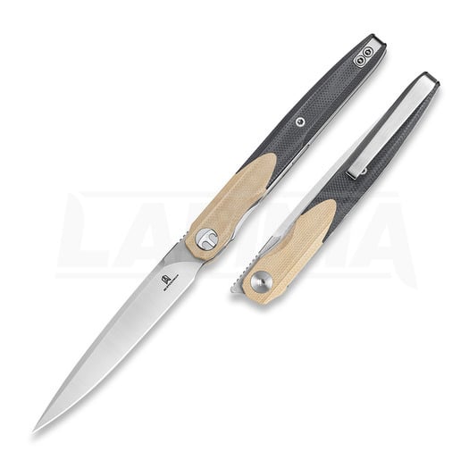 Bestechman Lanza - Satin + Stonewash - G10 Taschenmesser, khaki, schwarz
