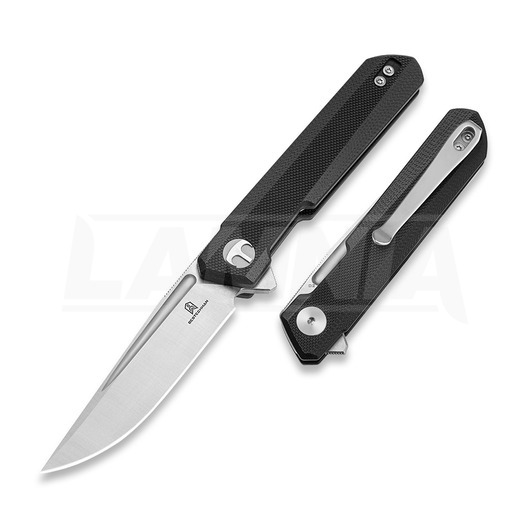 Bestechman Mini Dundee - Satin + Stonewash - G10 kääntöveitsi, musta