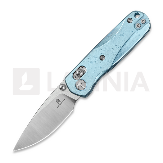Bestechman Sprite - Stonewash + Satin - Crystallized Titanium 접이식 나이프, 파랑