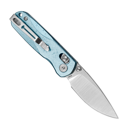 Bestechman Sprite - Stonewash + Satin - Crystallized Titanium 접이식 나이프, 파랑