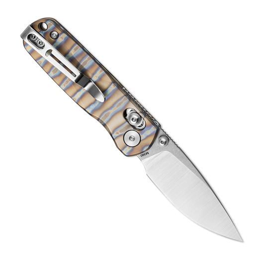 Bestechman Sprite - Stonewash + Satin - Titanium 접이식 나이프, flamed