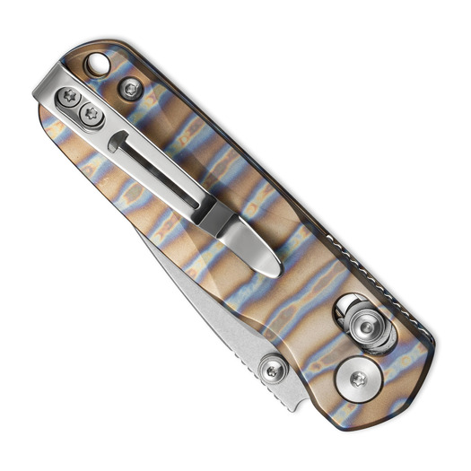 Bestechman Sprite - Stonewash + Satin - Titanium 접이식 나이프, flamed
