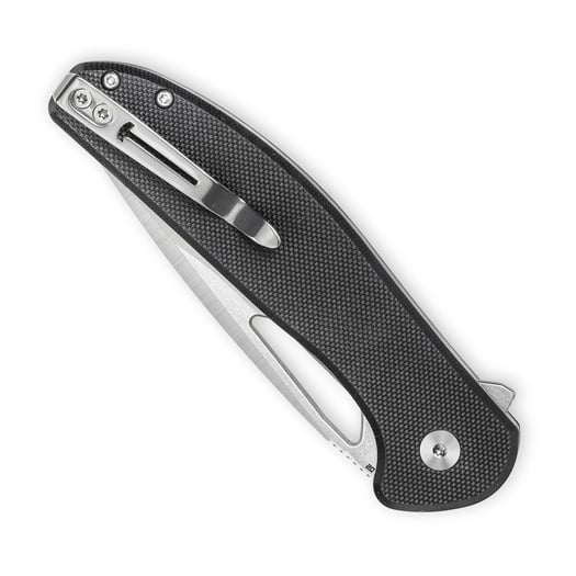Bestechman Whalefin - Stonewash + Satin - G10 kääntöveitsi, musta