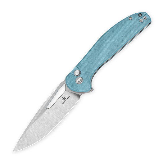 Navaja Bestechman Whalefin - Stonewash + Satin - G10, azul