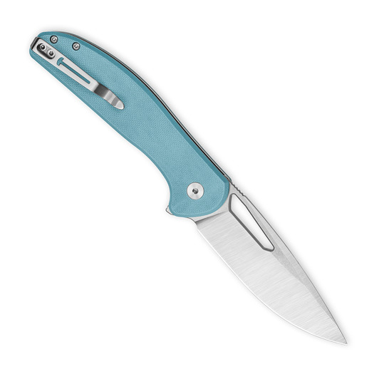Bestechman Whalefin - Stonewash + Satin - G10 sulankstomas peilis, mėlyna