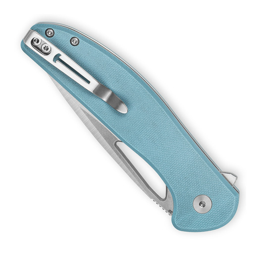 Bestechman Whalefin - Stonewash + Satin - G10 kääntöveitsi, sininen