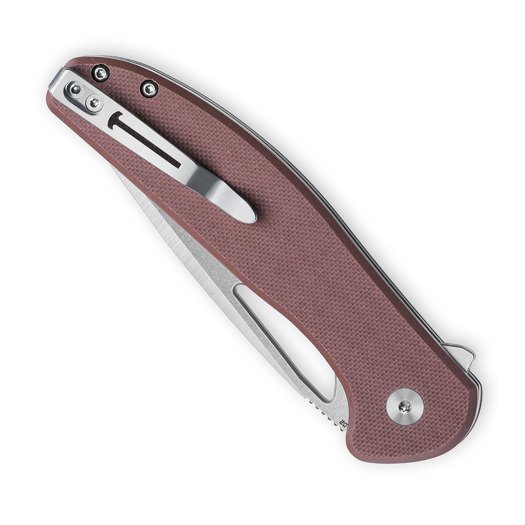 Bestechman Whalefin - Stonewash + Satin - G10 sulankstomas peilis, ruda