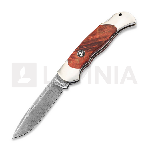 Böker Germany Optima Burl Birch Bloody Orange Damast 접이식 나이프 113114DAM