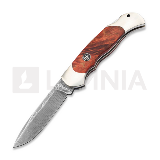 Böker Germany Optima Burl Birch Bloody Orange Damast 折り畳みナイフ 113114DAM