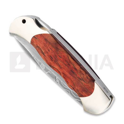 Сгъваем нож B&ouml;ker Germany Optima Burl Birch Bloody Orange Damast 113114DAM