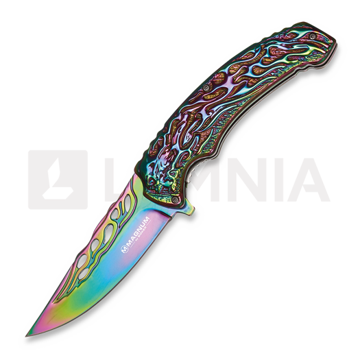 Magnum Rainbow Flaming Skull sulankstomas peilis 01MB734