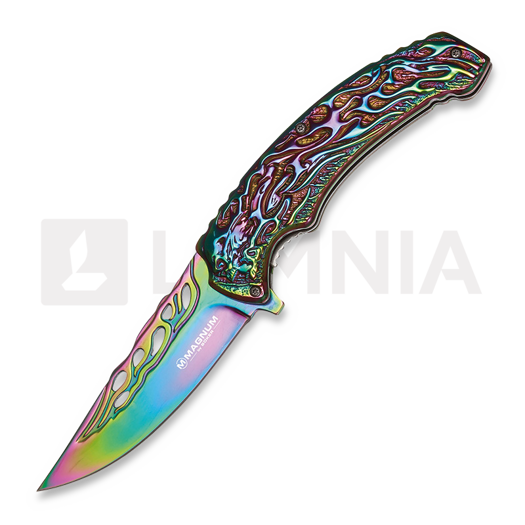 Magnum Rainbow Flaming Skull folding knife 01MB734