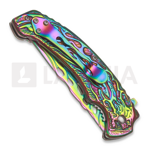 Magnum Rainbow Flaming Skull sulankstomas peilis 01MB734