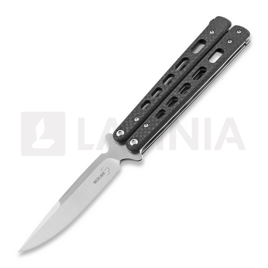 Böker Plus Large Balisong Carbon Fibre Bali-Song Messer, Lamnia Edition