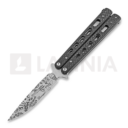 Nož mot&yacute;lek B&ouml;ker Plus Large Balisong Carbon Fibre, Lamnia Edition