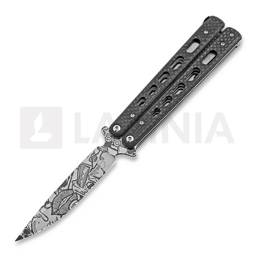 Nož mot&yacute;lek B&ouml;ker Plus Large Balisong Carbon Fibre, Lamnia Edition