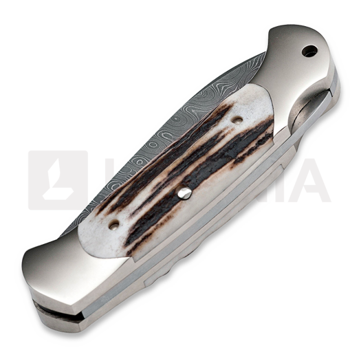 B&ouml;ker Scout Spearpoint Stag Damascus folding knife 112201DAM