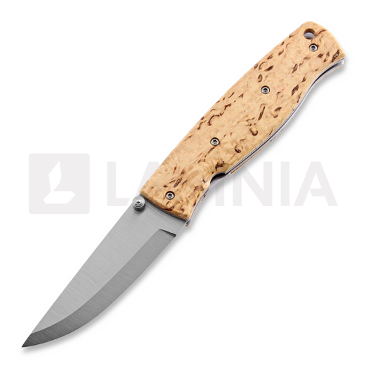 Brisa Birk 75 접이식 나이프, D2 Scandi, curly birch
