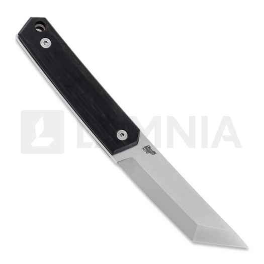 Brisa Kwaiken 90 M390 Scandi kniv, ebony, brown sheath