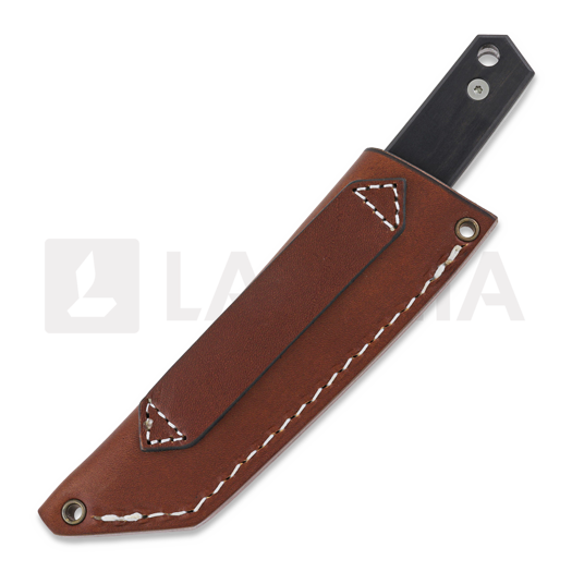 Brisa Kwaiken 90 M390 Scandi peilis, ebony, cognac sheath