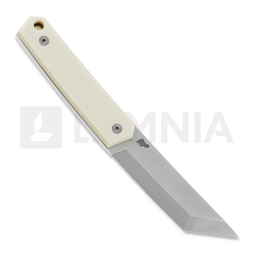 Brisa Kwaiken 90 M390 Scandi peilis, ivory micarta, brown sheath
