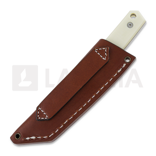 Brisa Kwaiken 90 M390 Scandi peilis, ivory micarta, cognac sheath