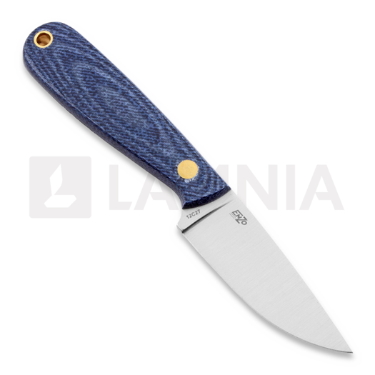 Brisa Necker 70 peilis, kabinamas ant kaklo, Flat, blue jeans micarta, kydex